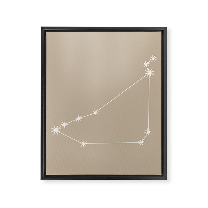 Capricorn Zodiac Star Constellation Line Art Beige Framed Canvas Print Gallery Image 8
