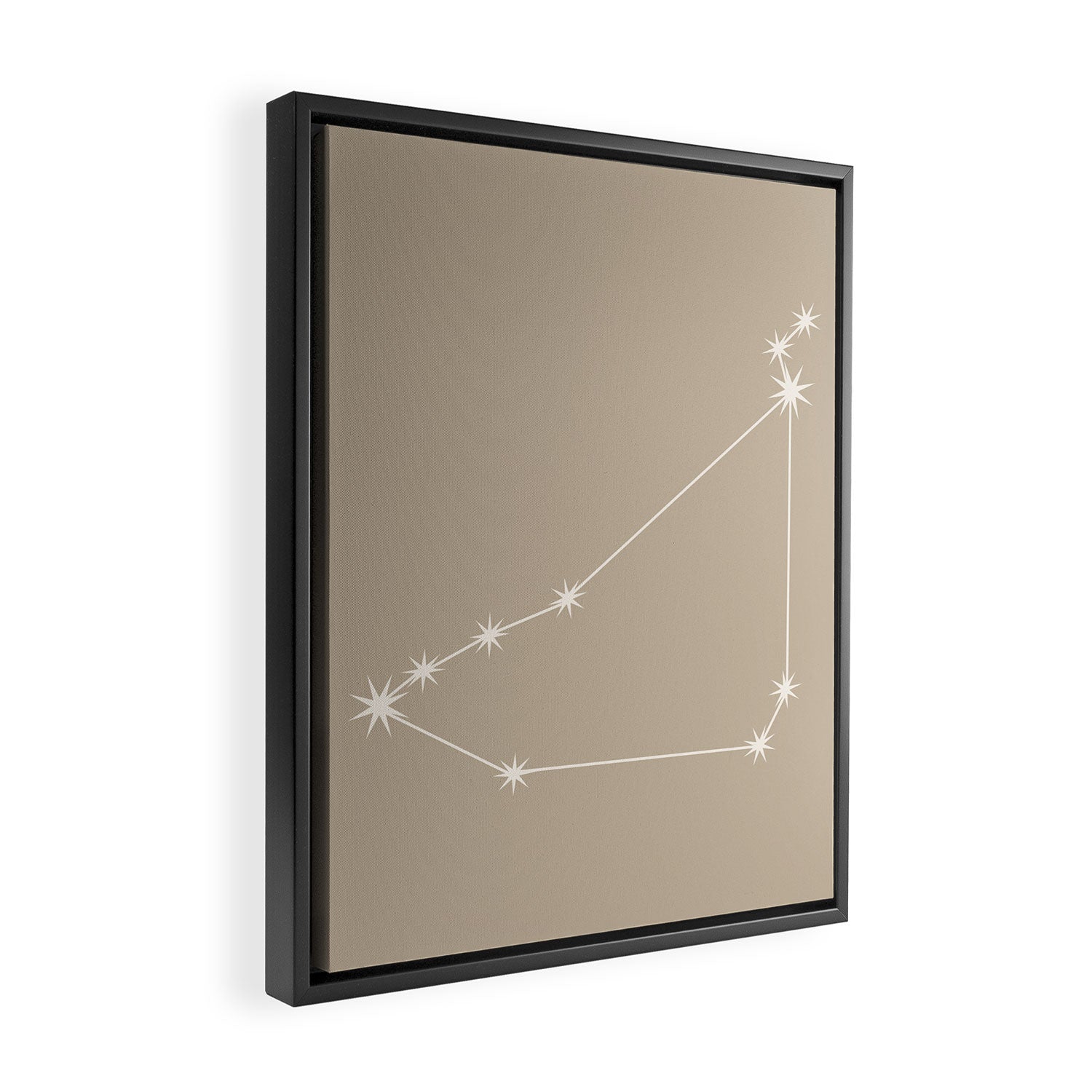 Capricorn Zodiac Star Constellation Line Art Beige Framed Canvas Print Gallery Image 2