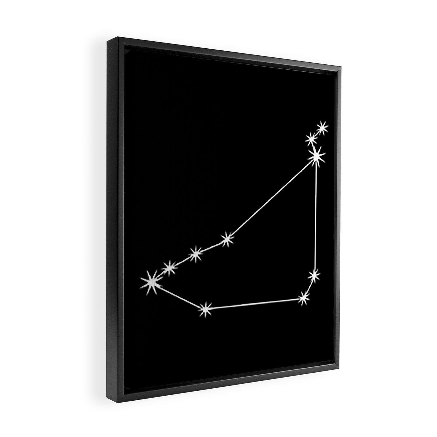 Capricorn Zodiac Star Constellation Line Art Black Framed Canvas Print Gallery Image 2