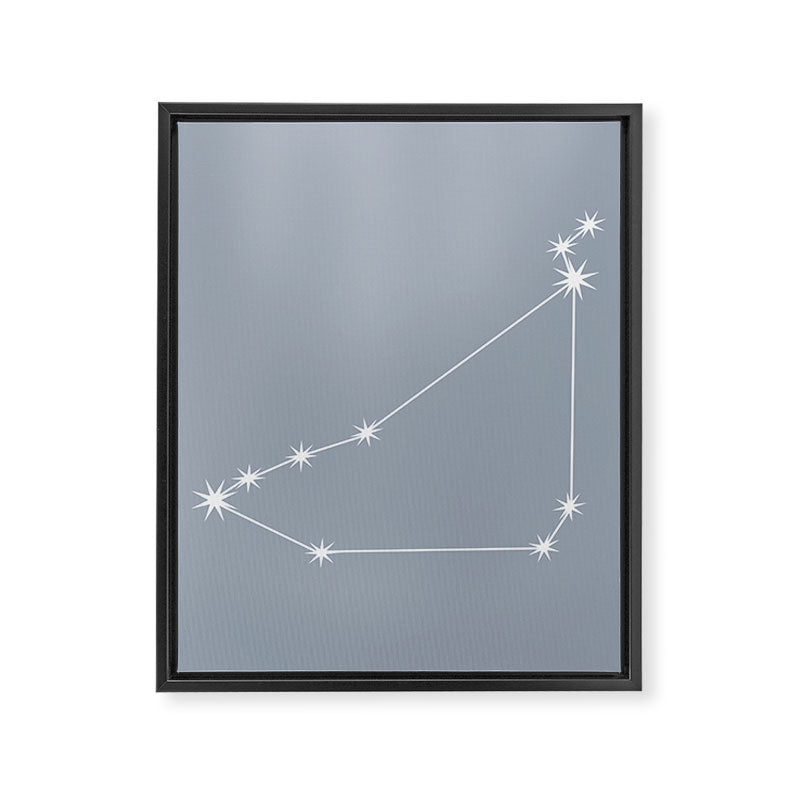 Capricorn Zodiac Star Constellation Line Art Blue Grey Framed Canvas Print Gallery Image 8