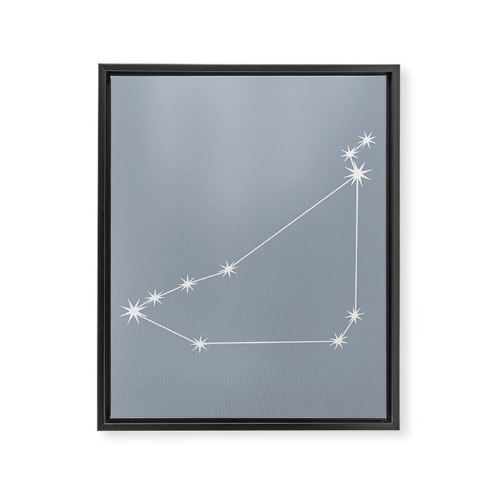 Capricorn Zodiac Star Constellation Line Art Blue Grey Framed Canvas Print Gallery Image 1