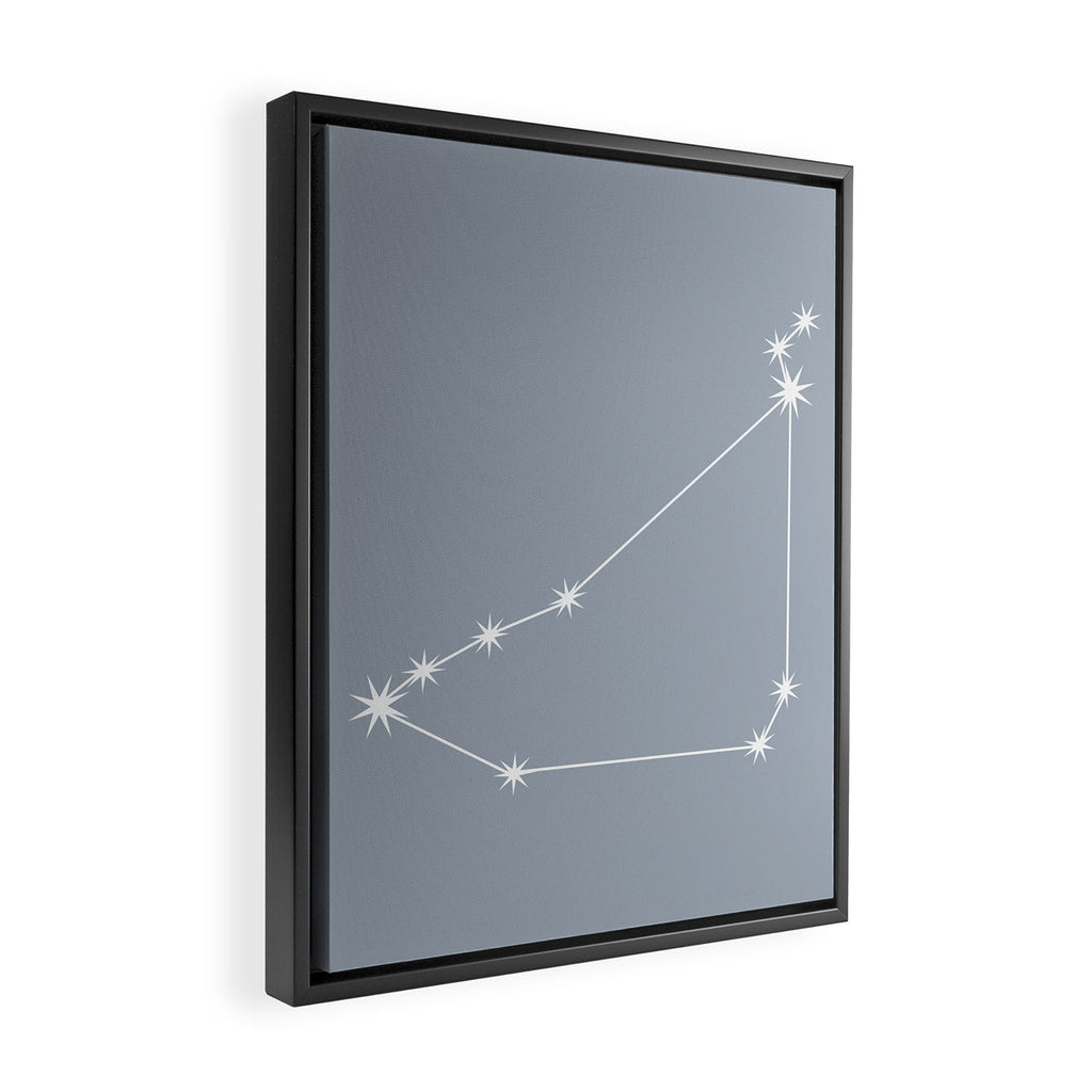 Capricorn Zodiac Star Constellation Line Art Blue Grey Framed Canvas Print Gallery Image 2