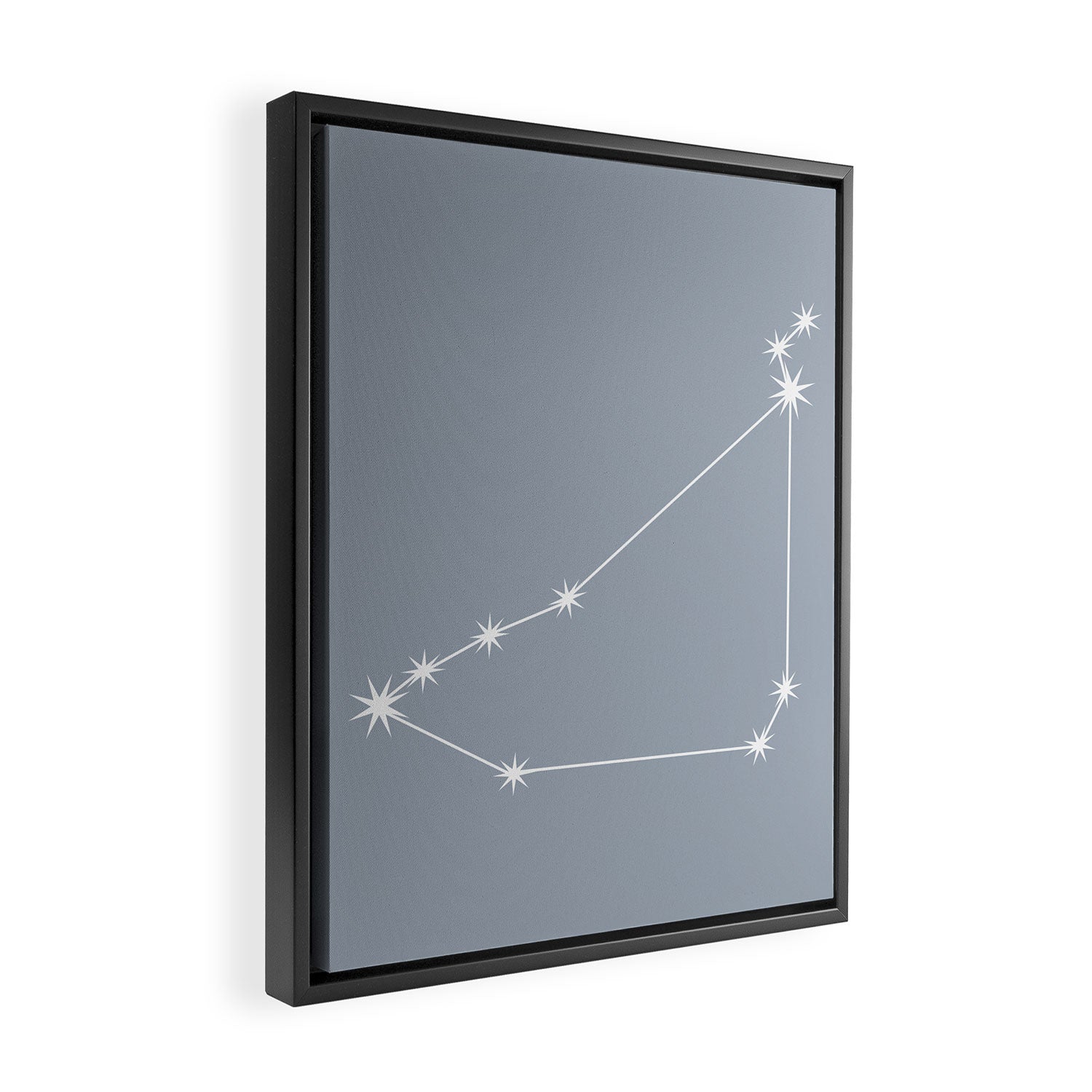 Capricorn Zodiac Star Constellation Line Art Blue Grey Framed Canvas Print Gallery Image 2