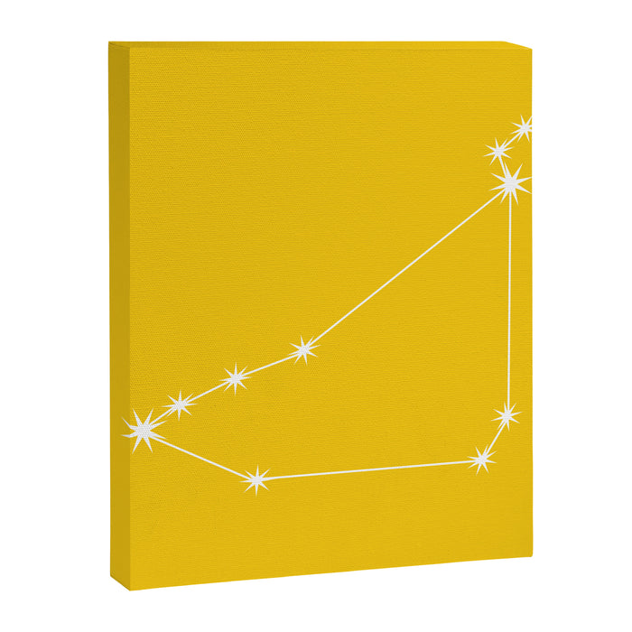 Capricorn Zodiac Star Constellation Line Art Bright Yellow Canvas Print Gallery Image 1