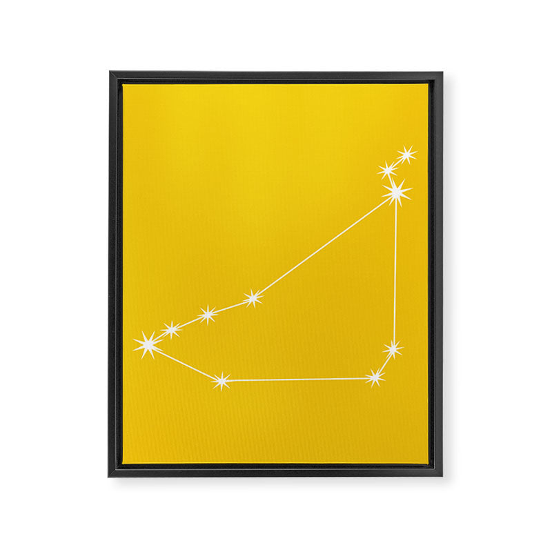 Capricorn Zodiac Star Constellation Line Art Bright Yellow Framed Canvas Print Gallery Image 8