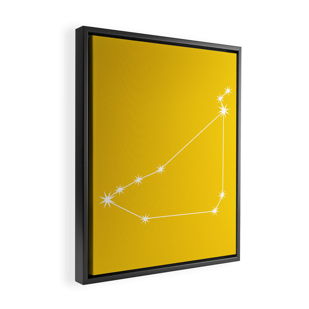 Capricorn Zodiac Star Constellation Line Art Bright Yellow Framed Canvas Print Gallery Image 2