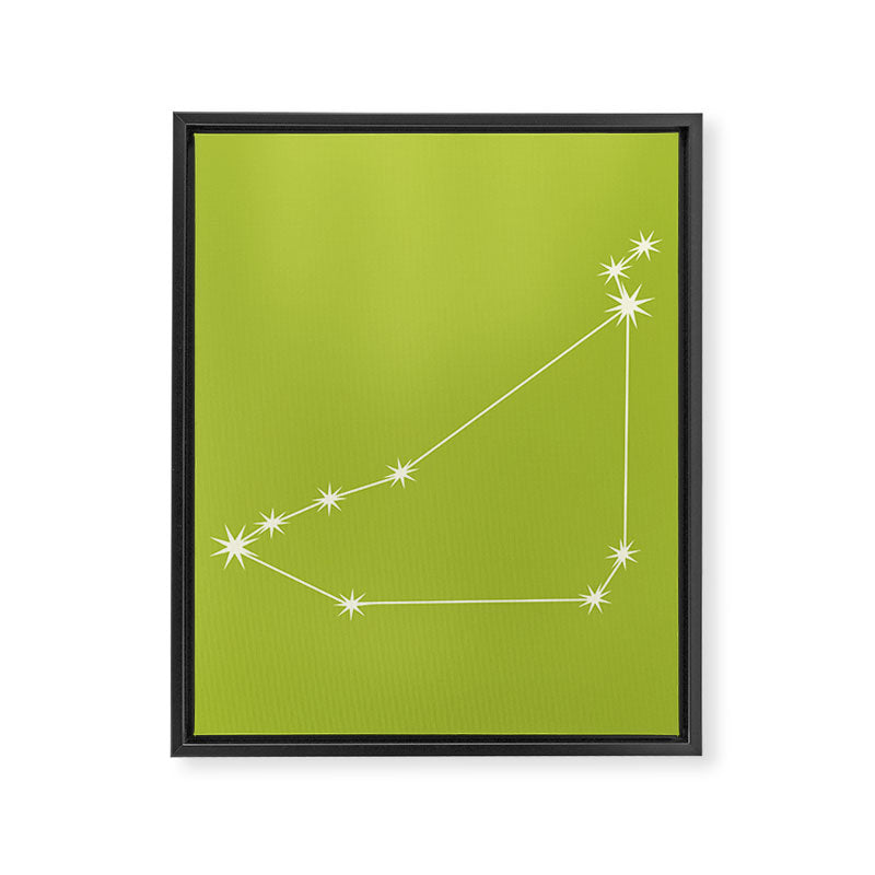 Capricorn Zodiac Star Constellation Line Art Chartreuse Green Framed Canvas Print Gallery Image 8