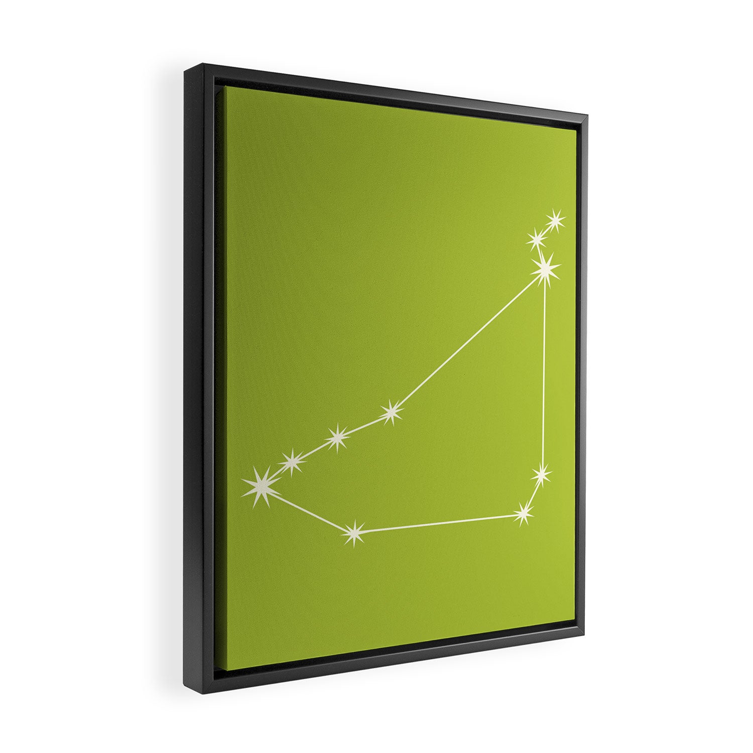 Capricorn Zodiac Star Constellation Line Art Chartreuse Green Framed Canvas Print Gallery Image 2