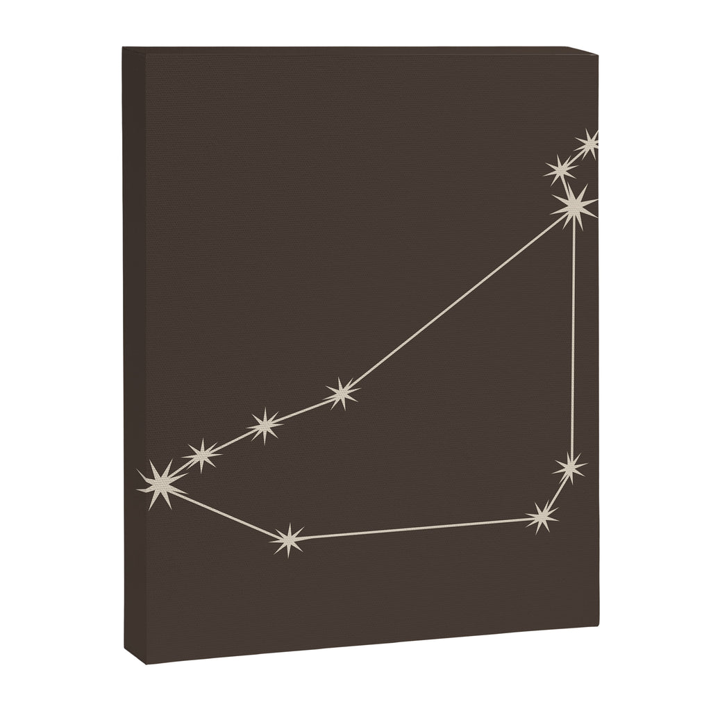 Capricorn Zodiac Star Constellation Line Art Coffee Brown Canvas Print Gallery Image 8