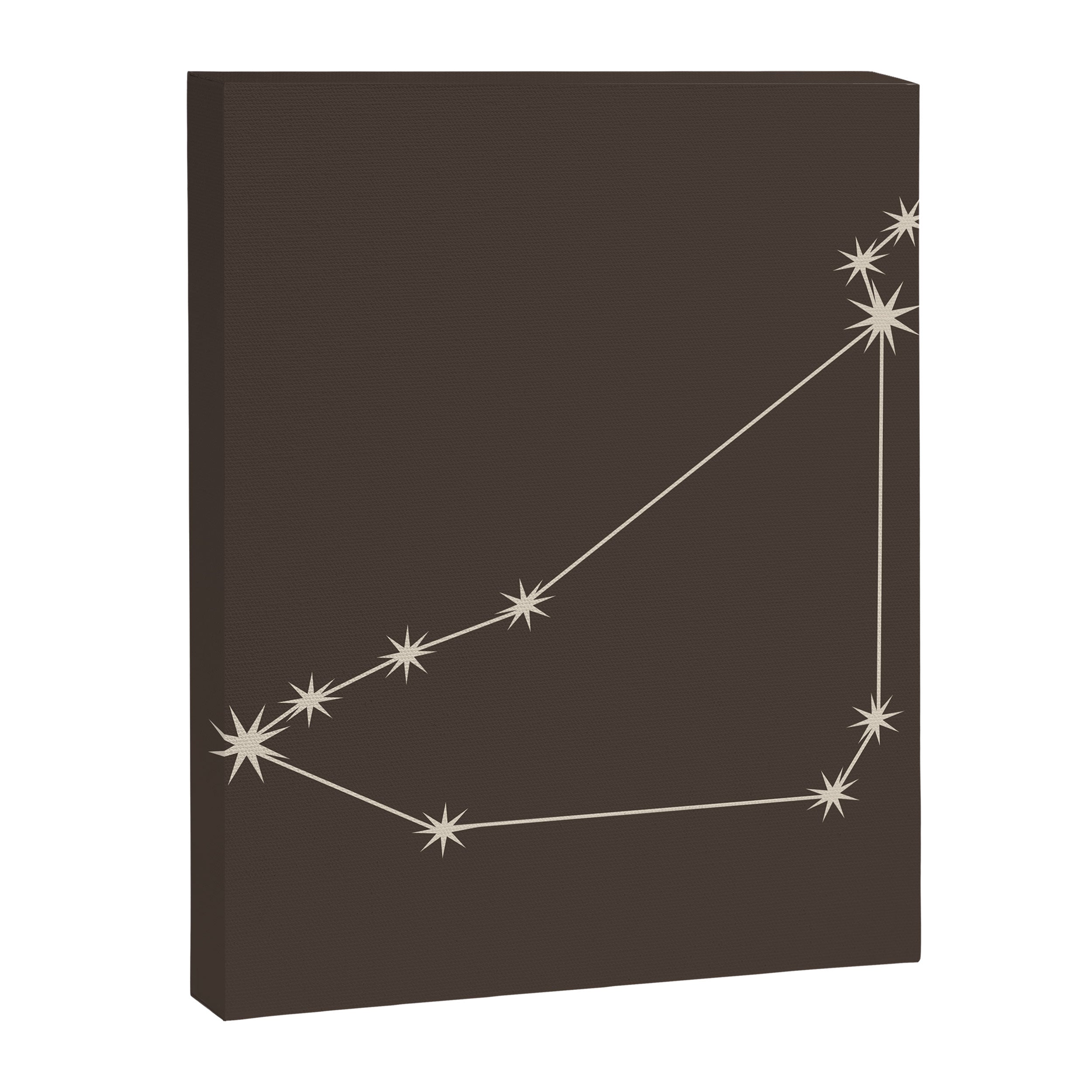 Capricorn Zodiac Star Constellation Line Art Coffee Brown Canvas Print Gallery Image 8