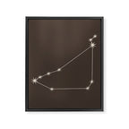 Capricorn Zodiac Star Constellation Line Art Coffee Brown Framed Canvas Print Gallery Image 8