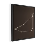 Capricorn Zodiac Star Constellation Line Art Coffee Brown Framed Canvas Print Gallery Image 2