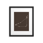 Capricorn Zodiac Star Constellation Line Art Coffee Brown Framed Art Print Gallery Image 6