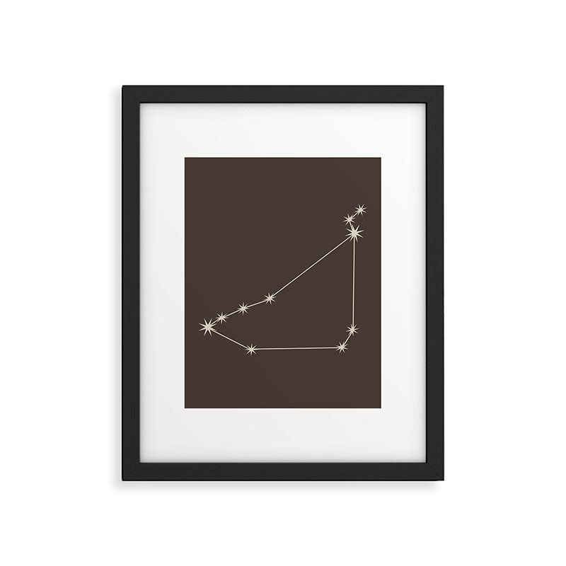 Capricorn Zodiac Star Constellation Line Art Coffee Brown Framed Art Print Gallery Image 6