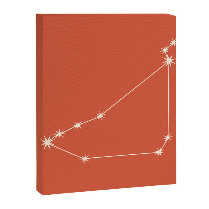 Capricorn Zodiac Star Constellation Line Art Coral Red Canvas Print Gallery Image 1