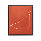Capricorn Zodiac Star Constellation Line Art Coral Red Framed Canvas Print Gallery Image 8