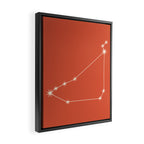 Capricorn Zodiac Star Constellation Line Art Coral Red Framed Canvas Print Gallery Image 2