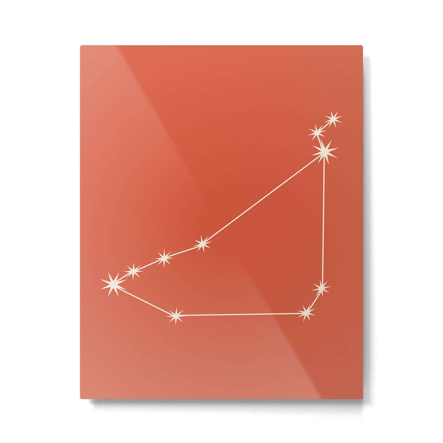 Capricorn Zodiac Star Constellation Line Art Coral Red Metal Print Gallery Image 6