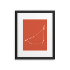 Capricorn Zodiac Star Constellation Line Art Coral Red Framed Art Print Gallery Image 6