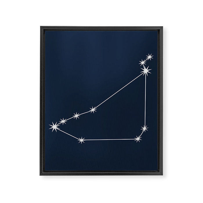 Capricorn Zodiac Star Constellation Line Art Dark Blue Framed Canvas Print Gallery Image 1