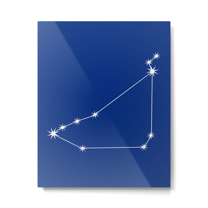Capricorn Zodiac Star Constellation Line Art Dark Blue Metal Print Gallery Image 1