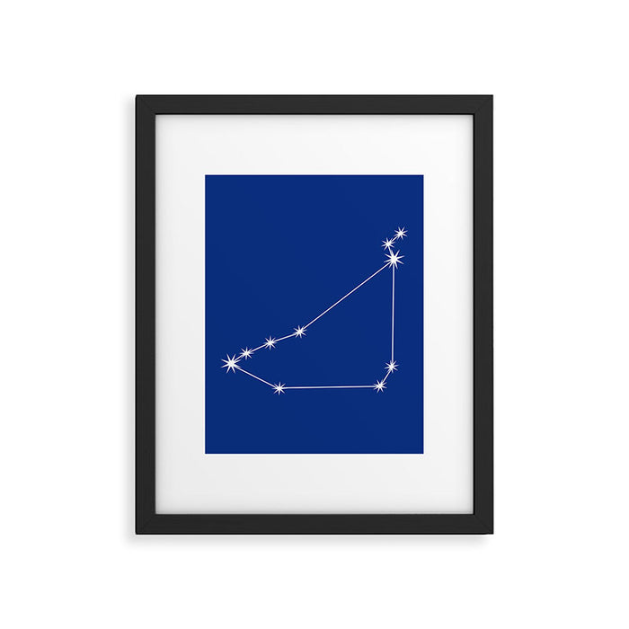 Capricorn Zodiac Star Constellation Line Art Dark Blue Framed Art Print Gallery Image 1