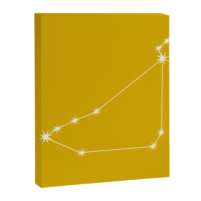 Capricorn Zodiac Star Constellation Line Art Golden Yellow Canvas Print Gallery Image 1