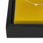 Capricorn Zodiac Star Constellation Line Art Golden Yellow Framed Canvas Print Gallery Image 3