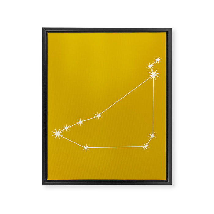 Capricorn Zodiac Star Constellation Line Art Golden Yellow Framed Canvas Print Gallery Image 1