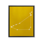Capricorn Zodiac Star Constellation Line Art Golden Yellow Framed Canvas Print Gallery Image 8