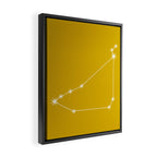 Capricorn Zodiac Star Constellation Line Art Golden Yellow Framed Canvas Print Gallery Image 2