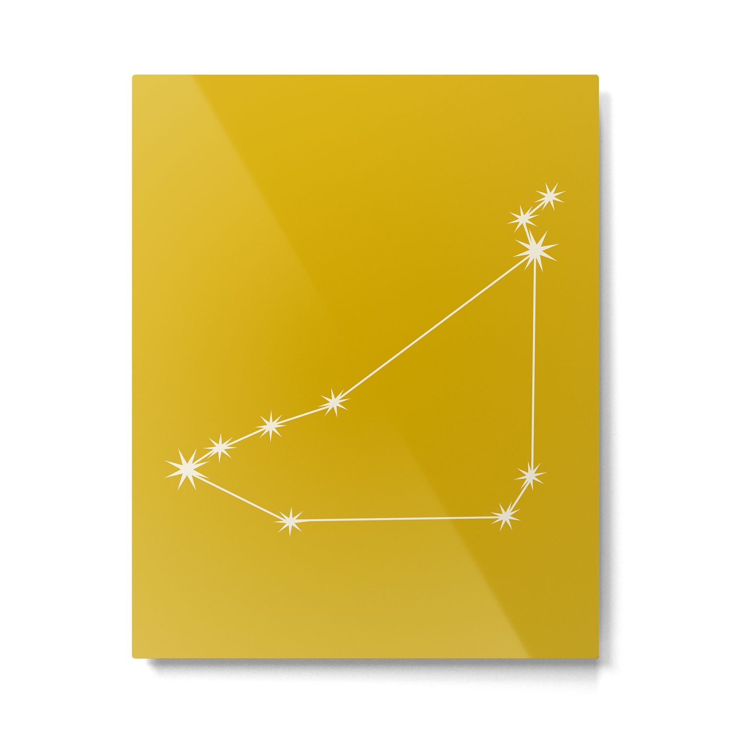 Capricorn Zodiac Star Constellation Line Art Golden Yellow Metal Print Gallery Image 6