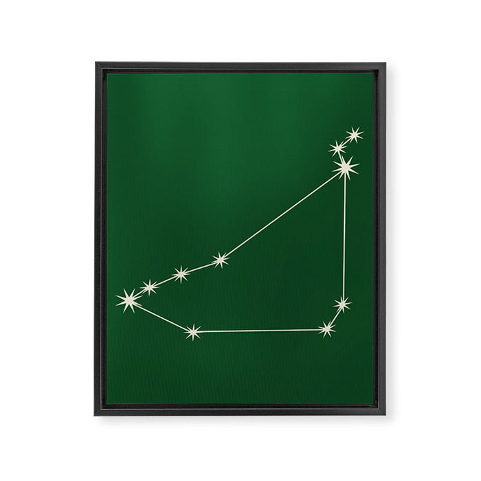 Capricorn Zodiac Star Constellation Line Art Green Framed Canvas Print Gallery Image 1