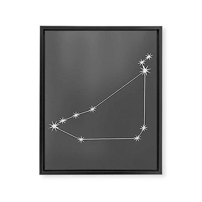 Capricorn Zodiac Star Constellation Line Art Grey Framed Canvas Print Gallery Image 8