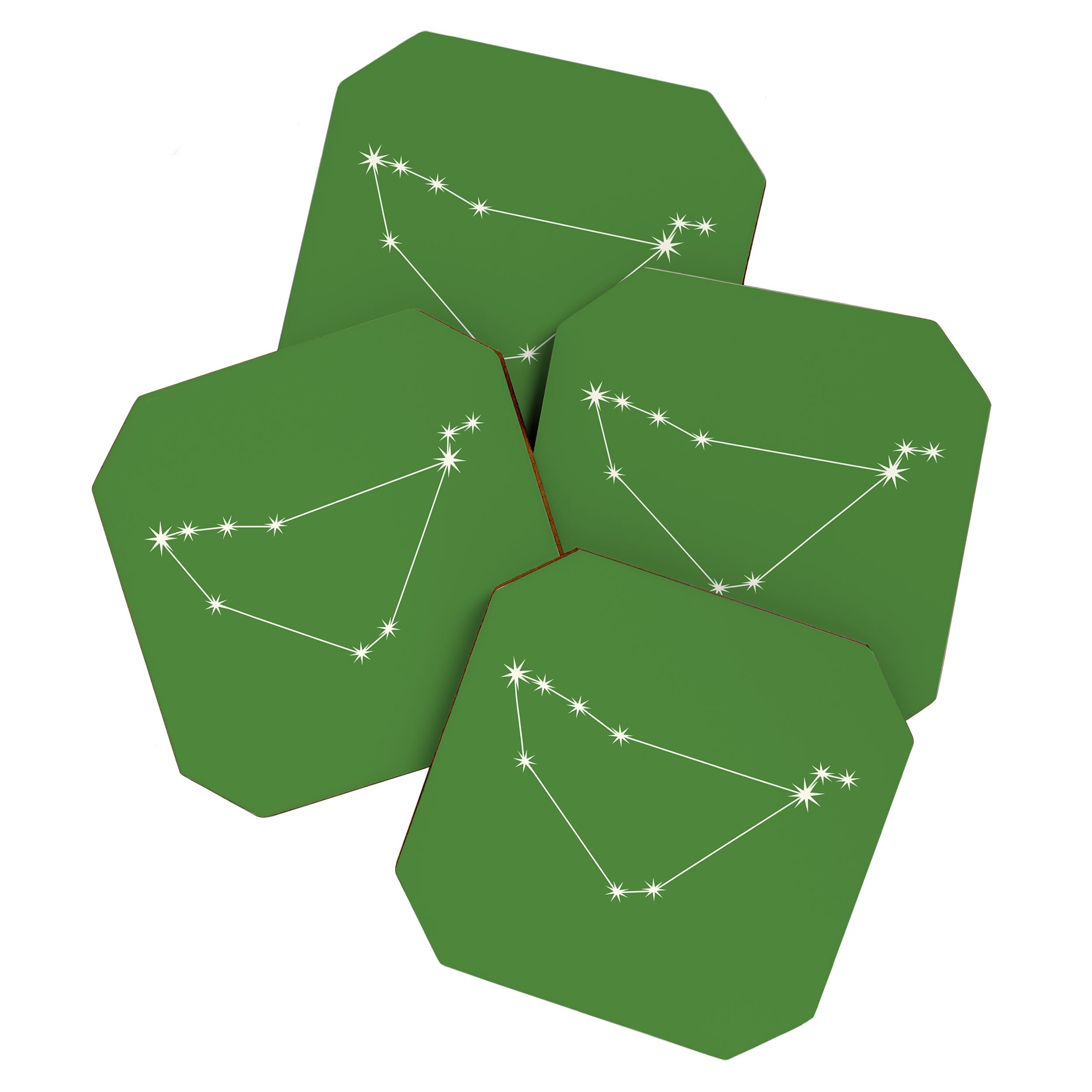 Capricorn Zodiac Star Constellation Line Art Kelly Green Coaster Gallery Image 1
