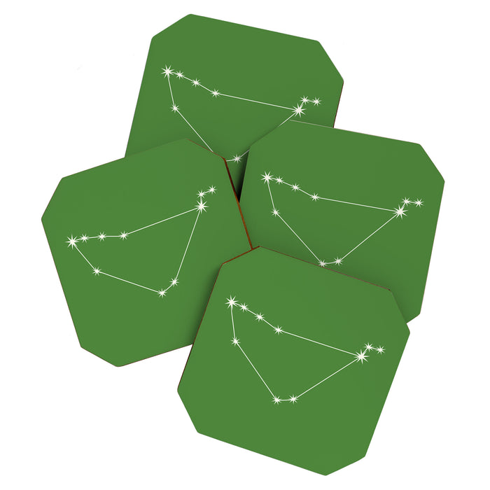 Capricorn Zodiac Star Constellation Line Art Kelly Green Coaster Gallery Image 1