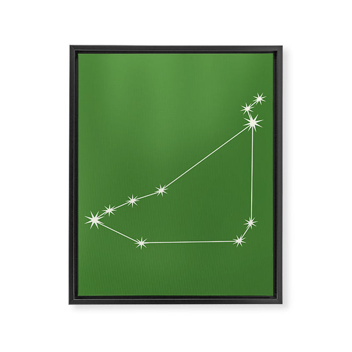 Capricorn Zodiac Star Constellation Line Art Kelly Green Framed Canvas Print Gallery Image 1
