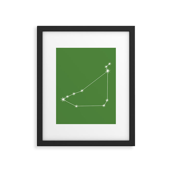 Capricorn Zodiac Star Constellation Line Art Kelly Green Framed Art Print Gallery Image 1