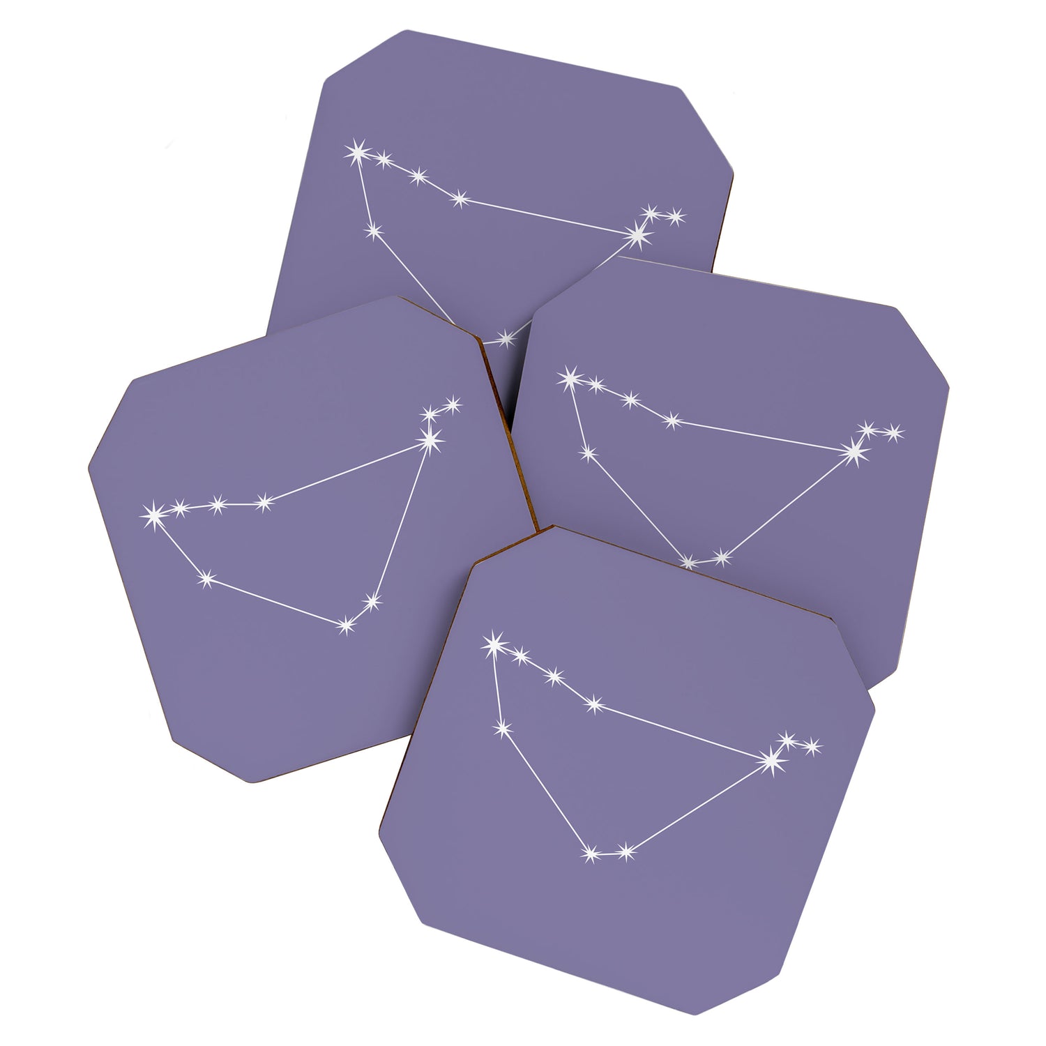 Capricorn Zodiac Star Constellation Line Art Lavender Purple Coaster Gallery Image 1