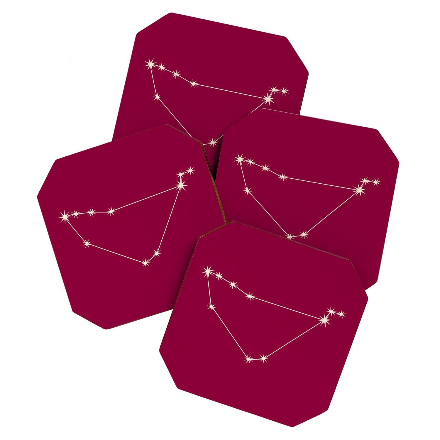 Capricorn Zodiac Star Constellation Line Art Magenta Pink Coaster Gallery Image 1
