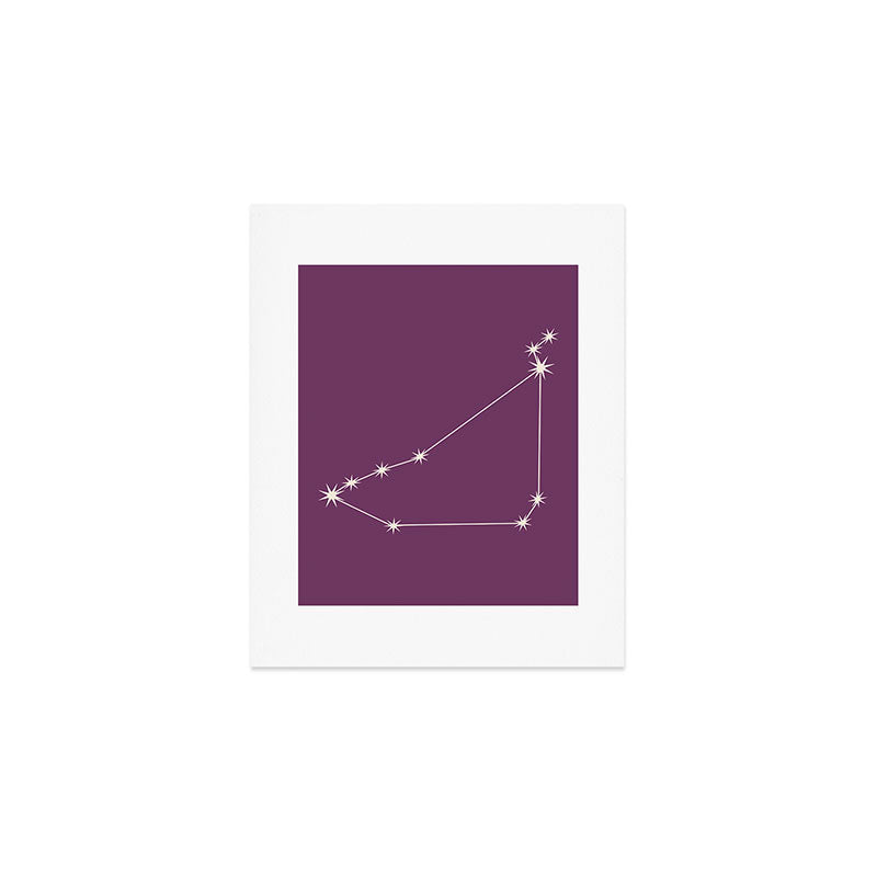 Capricorn Zodiac Star Constellation Line Art Mauve Purple Art Print Gallery Image 1