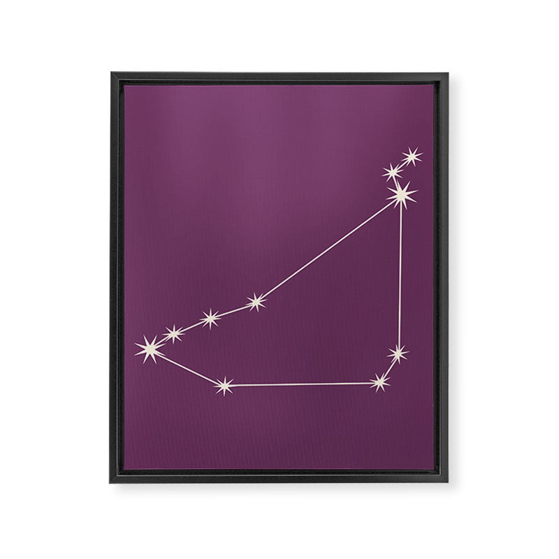 Capricorn Zodiac Star Constellation Line Art Mauve Purple Framed Canvas Print Gallery Image 8