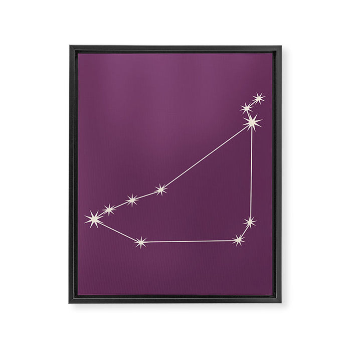 Capricorn Zodiac Star Constellation Line Art Mauve Purple Framed Canvas Print Gallery Image 1