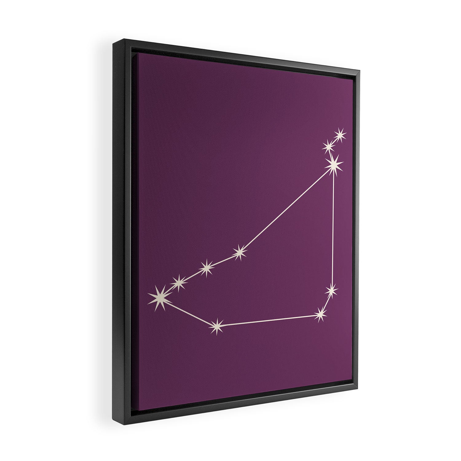 Capricorn Zodiac Star Constellation Line Art Mauve Purple Framed Canvas Print Gallery Image 2