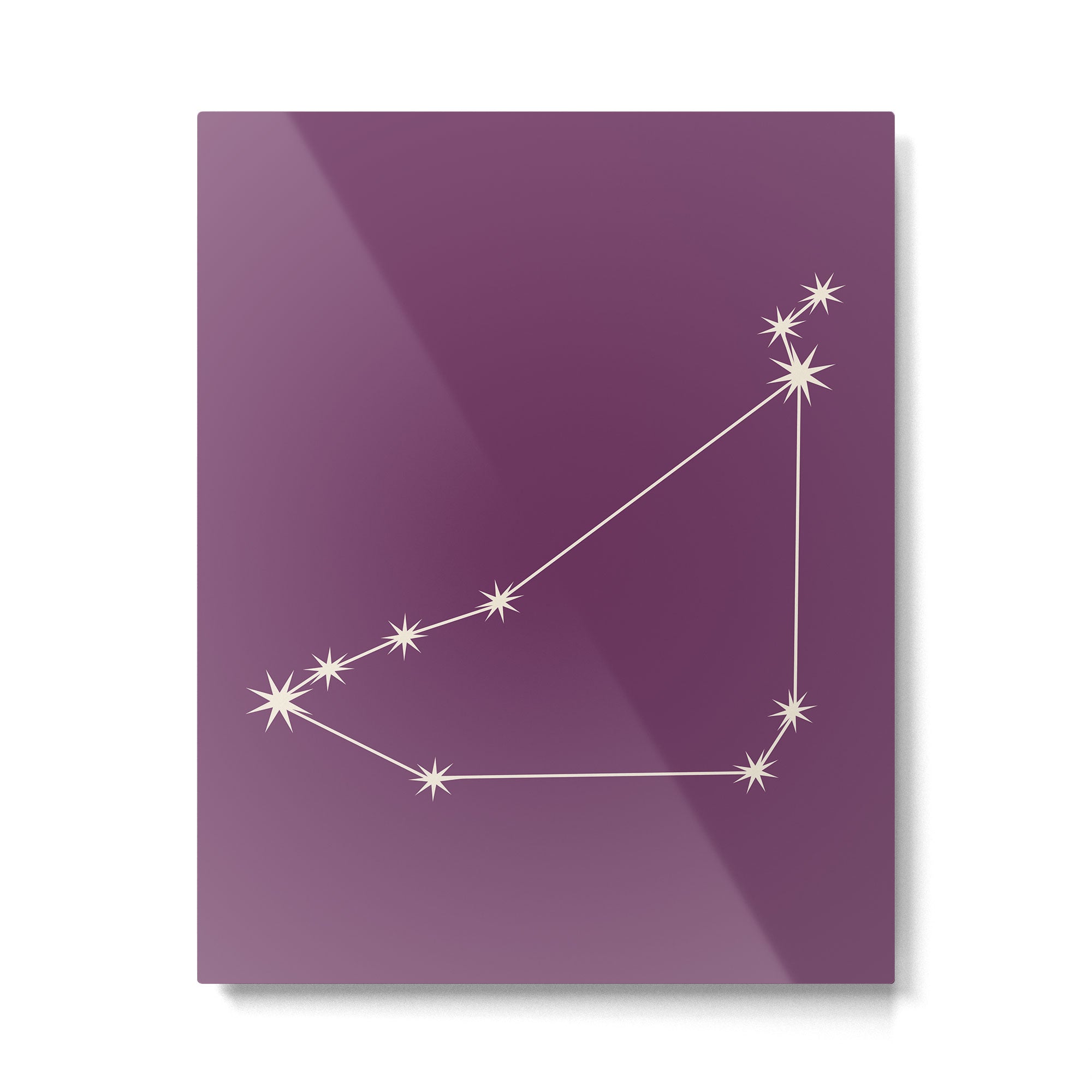 Capricorn Zodiac Star Constellation Line Art Mauve Purple Metal Print Gallery Image 6