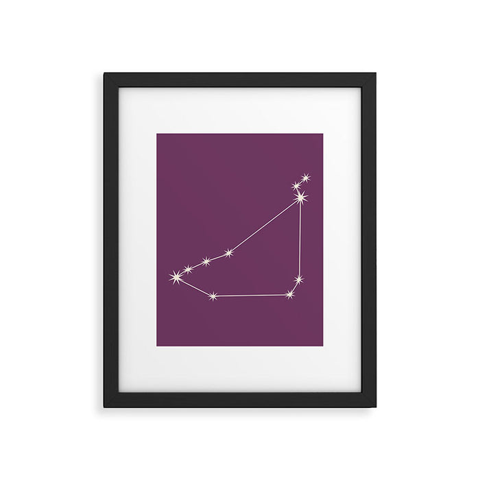 Capricorn Zodiac Star Constellation Line Art Mauve Purple Framed Art Print Gallery Image 1