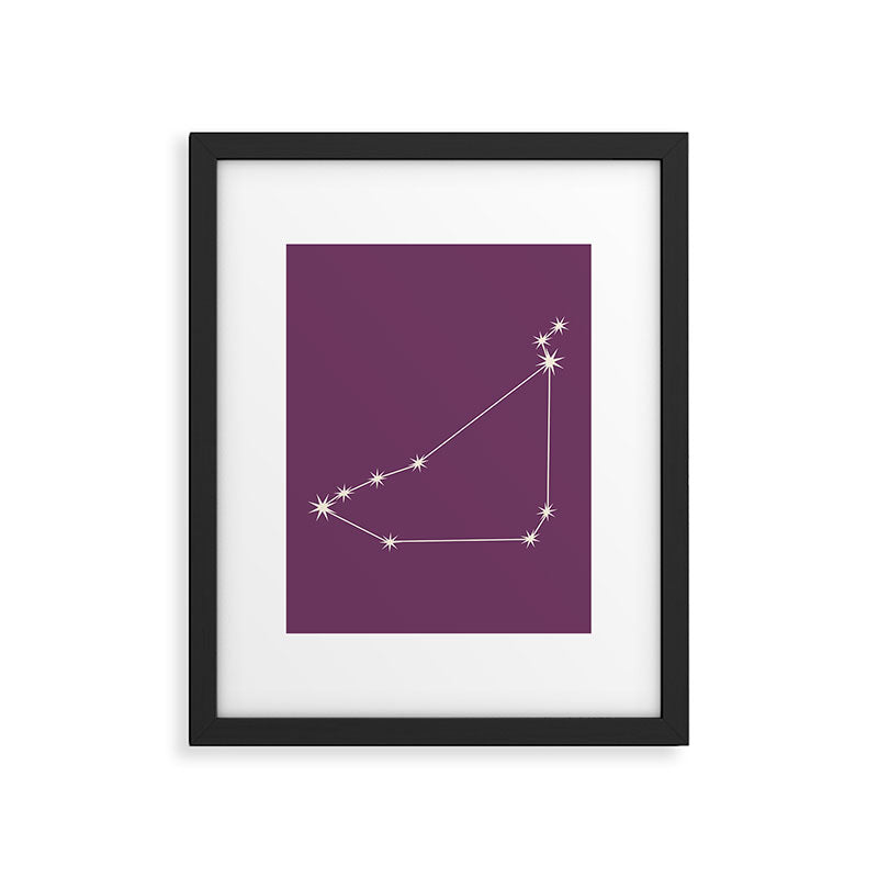 Capricorn Zodiac Star Constellation Line Art Mauve Purple Framed Art Print Gallery Image 6