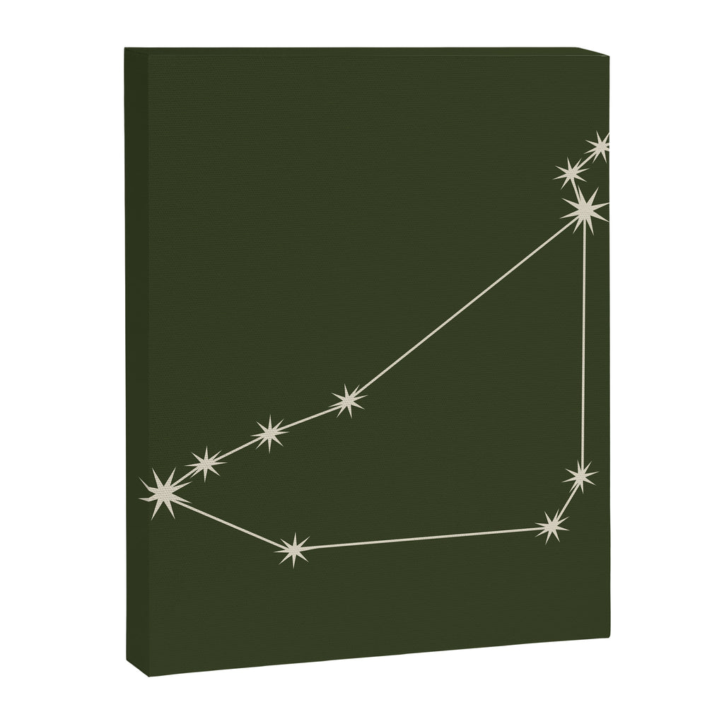 Capricorn Zodiac Star Constellation Line Art Moss Green Canvas Print Gallery Image 8