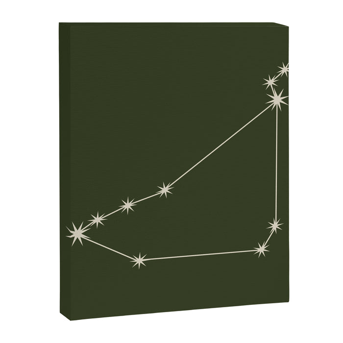 Capricorn Zodiac Star Constellation Line Art Moss Green Canvas Print Gallery Image 1