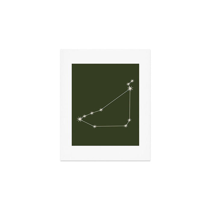 Capricorn Zodiac Star Constellation Line Art Moss Green Art Print Gallery Image 1